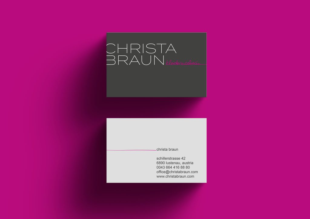 Christa Braun Visitenkarte - Werbeagentur RLAND Design / Imagery