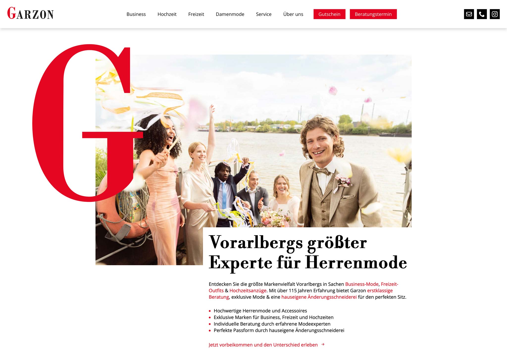 Webdesign für Garzon Herrenmode